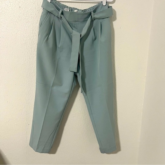 Loft Outlet High Rise Taper Leg Mint Green Petite Pull-On Paperbag Trousers MP - Picture 1 of 7